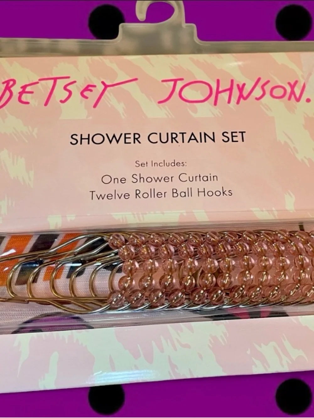 NWT Betsey Johnson Pink Halloween Spooky Spider & Candy Shower Curtain Set
